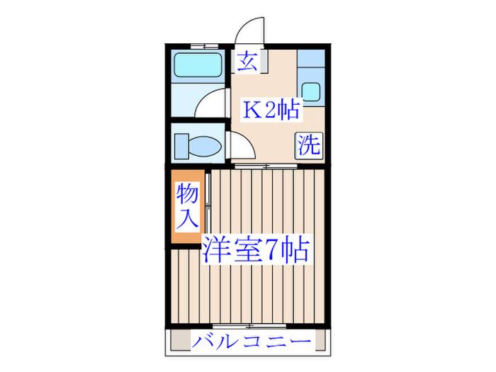 シティハイム東花I(1K/2階)の間取り写真