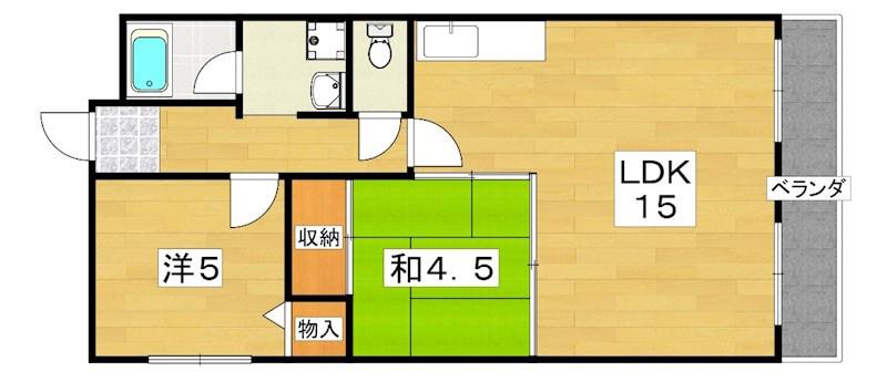 八坂一番館(2LDK/4階)の間取り写真