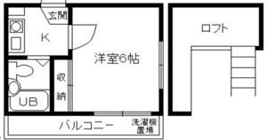 ヴィレッジカリアV(1K/2階)の間取り写真