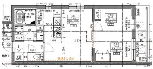 ラヴィエール住吉駅前(2LDK/3階)の間取り写真