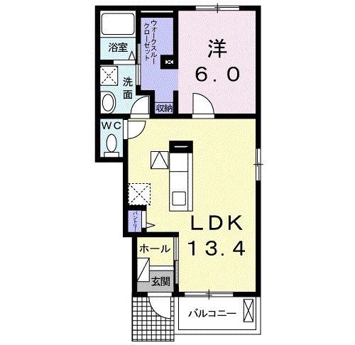 ハッピーフォレストI(1LDK/1階)の間取り写真