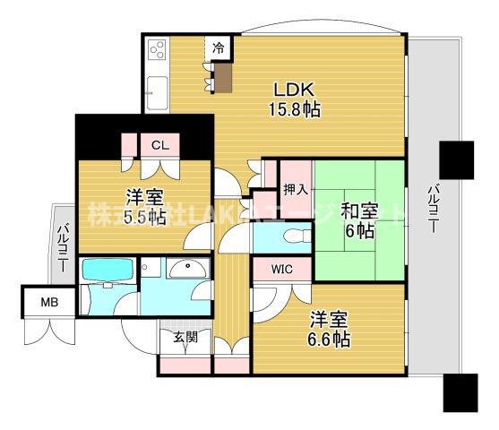 リーガル福島駅前(3LDK/9階)の間取り写真