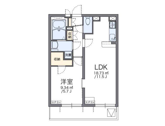 レオパレス松並(1LDK/3階)の間取り写真