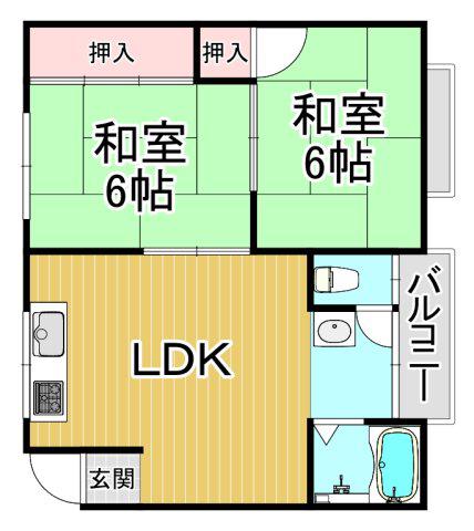 トキワマンション(2LDK/3階)の間取り写真