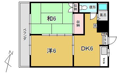 サンライズコーポ(2DK/3階)の間取り写真