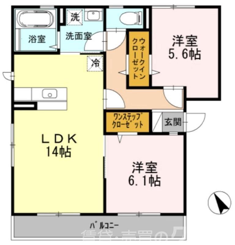 フルーレ・咲(2LDK/2階)の間取り写真