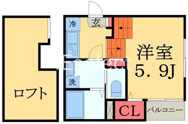 ハーモニーテラス新検見川(1K/1階)の間取り写真