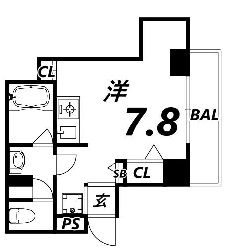 ERCITYS立花駅前(ワンルーム/7階)の間取り写真