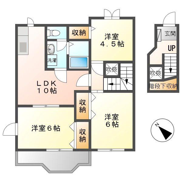 プラテリア B(3LDK/2階)の間取り写真