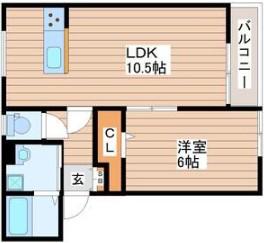 PRIMROSE船岡B(1LDK/1階)の間取り写真