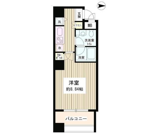 スカイパーク御苑(1K/2階)の間取り写真