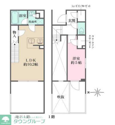 LA PERLA JIYUGAOKAII(1LDK/1階)の間取り写真