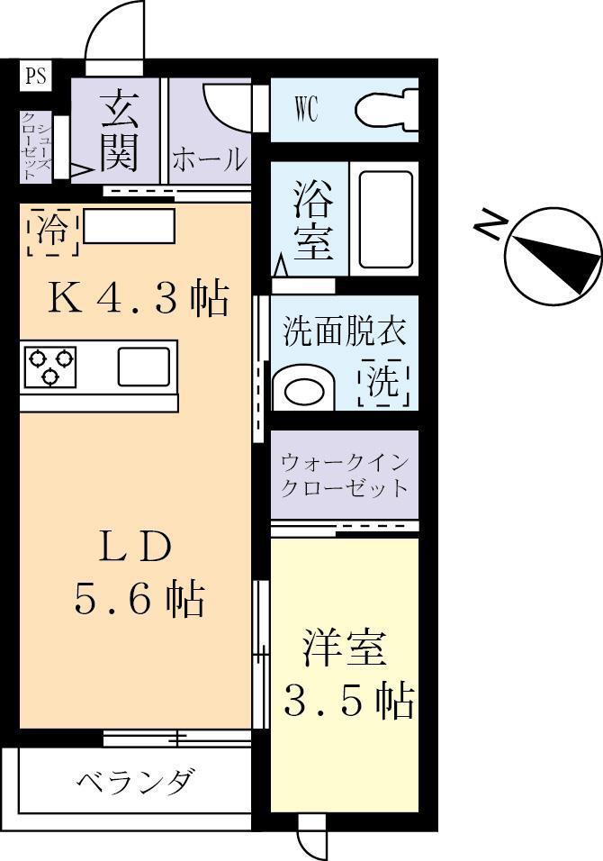 STAR COURT(1LDK/2階)の間取り写真