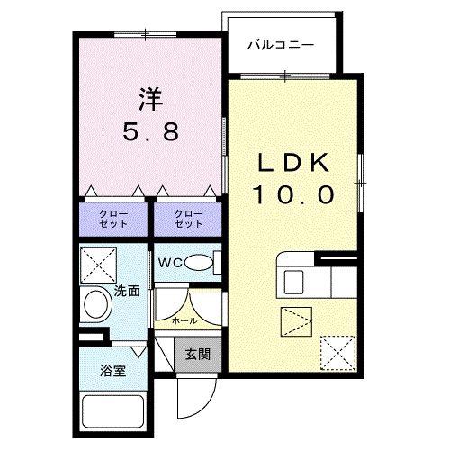 ヒカルサ小岩(1LDK/1階)の間取り写真