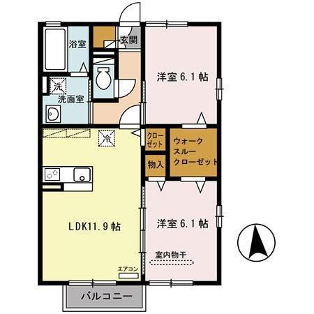 トワメゾンII(2LDK/2階)の間取り写真