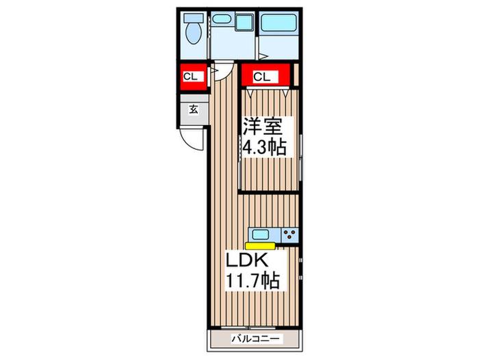 モンターニュ(1LDK/1階)の間取り写真