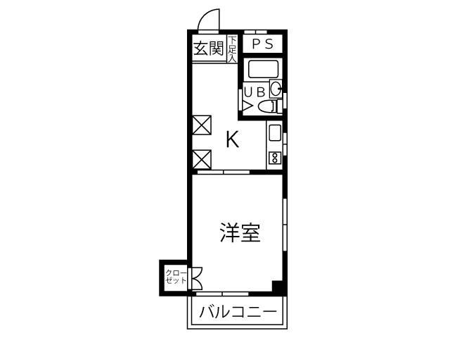 プレジール(1K/2階)の間取り写真