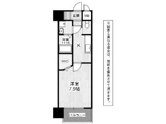 アクシオ北九州(1K/8階)の間取り写真