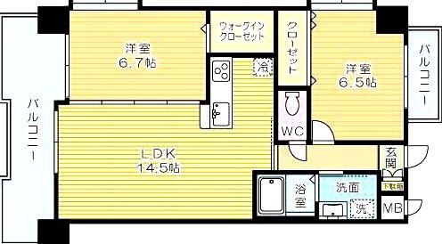 サンシャインプリンセス五番街(2LDK/7階)の間取り写真