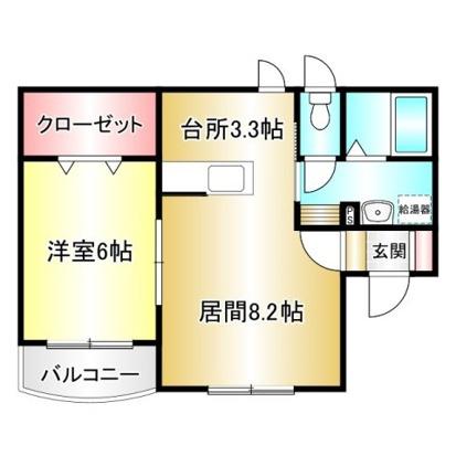 ペパーミント(1LDK/1階)の間取り写真