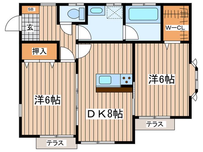 ココナッツ湘南(2DK/1階)の間取り写真
