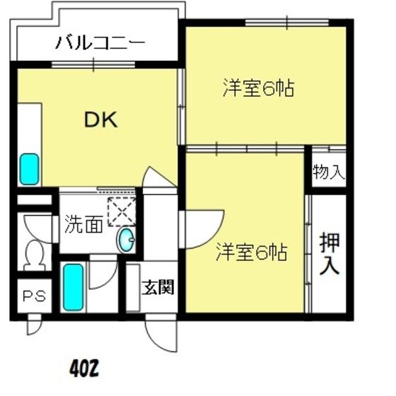 南喜ビル(2DK/4階)の間取り写真