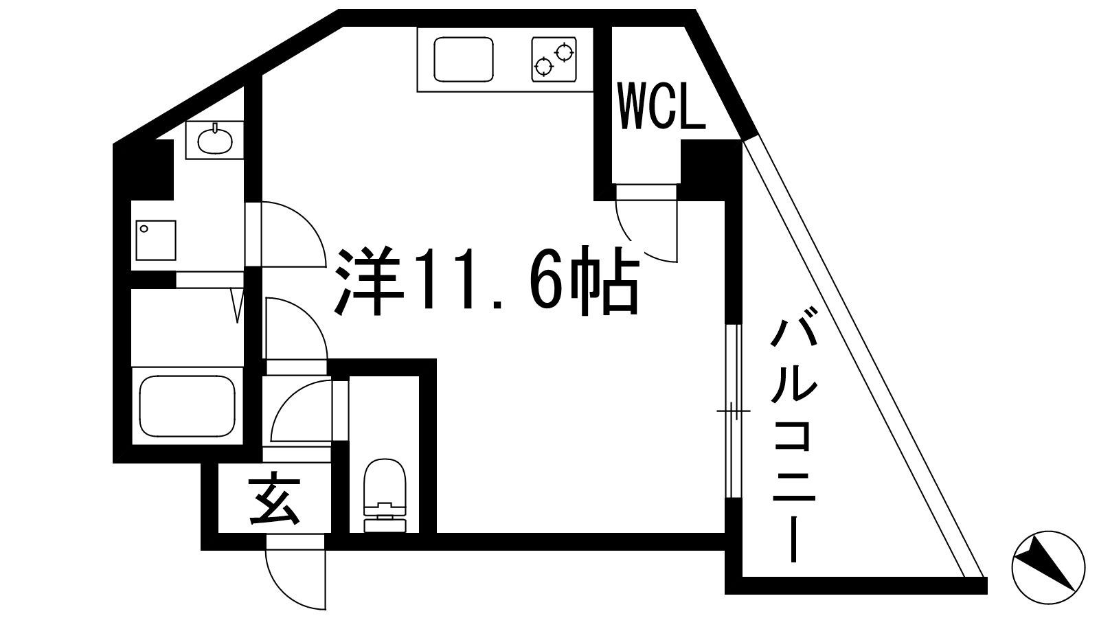 エレガンテ宝塚(ワンルーム/4階)の間取り写真