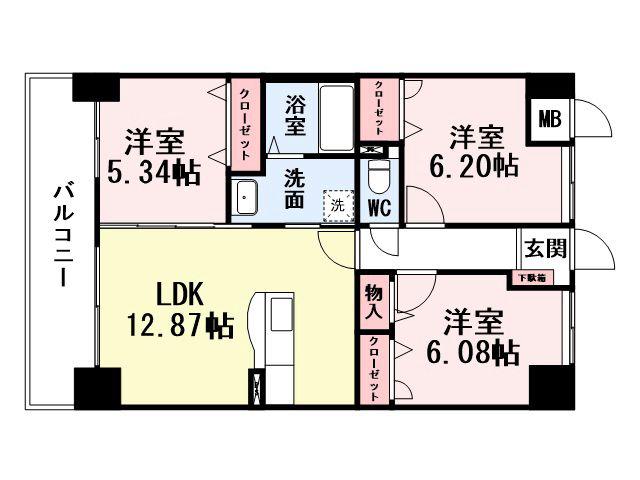 メディアパークVIII(3LDK/5階)の間取り写真