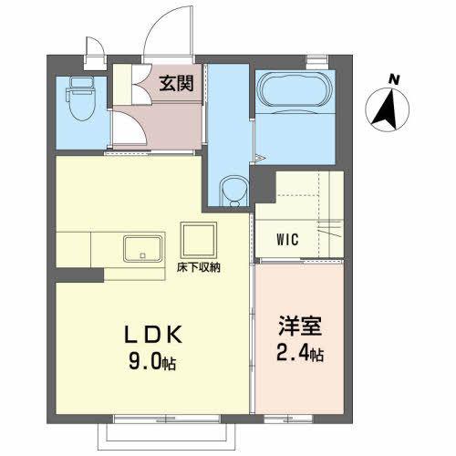 カムロII長町南(1LDK/1階)の間取り写真