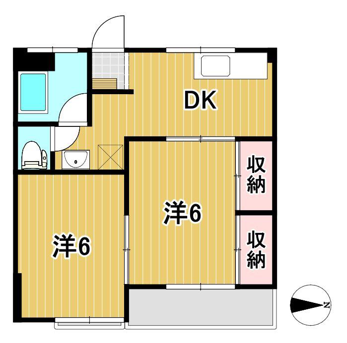 Dスクエア(2DK/2階)の間取り写真