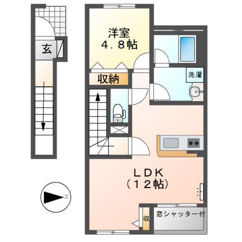 ロベリアチャコ(1LDK/2階)の間取り写真