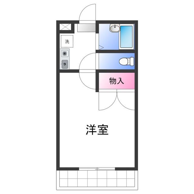 レオパレス二色の浜A(ワンルーム/1階)の間取り写真
