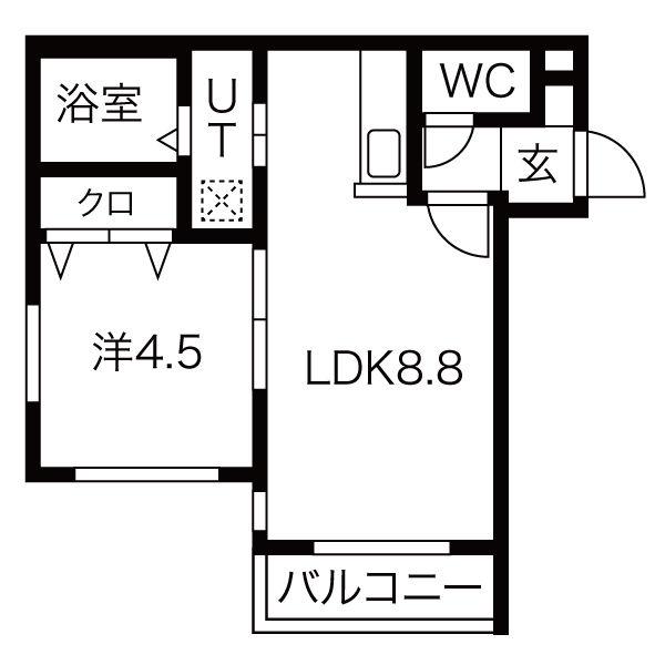ソラーナレジデンス(1LDK/4階)の間取り写真