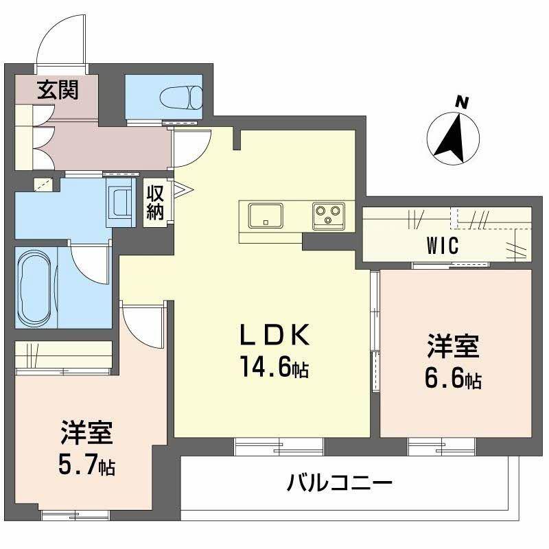 弓張月 上杉(2LDK/3階)の間取り写真