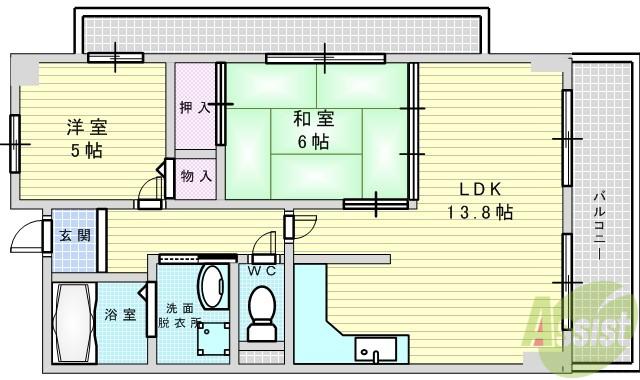 パルティール南が丘(2LDK/2階)の間取り写真