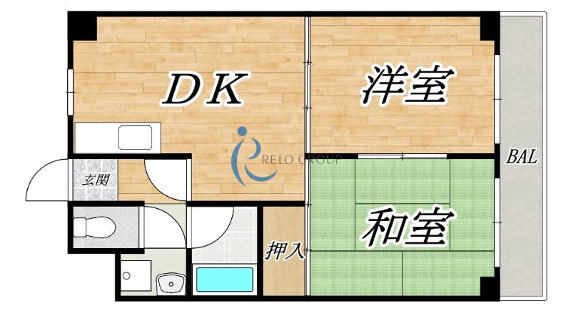 レインボーコートPART1(2DK/6階)の間取り写真