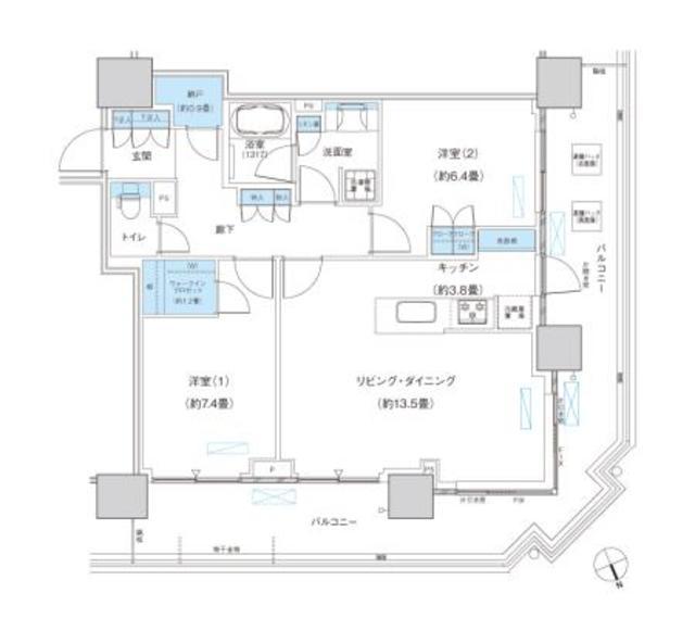パークシティ柏の葉キャンパス ザ・ゲートタワー ウエスト(2LDK/21階)の間取り写真