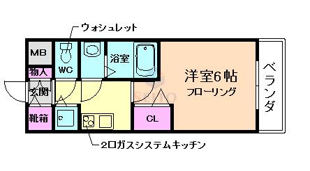 プレサンス野田阪神駅前ザプレミアム(1K/10階)の間取り写真