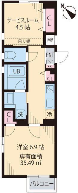 荒川区東日暮里5丁目 貸マンション(1SK/1階)の間取り写真