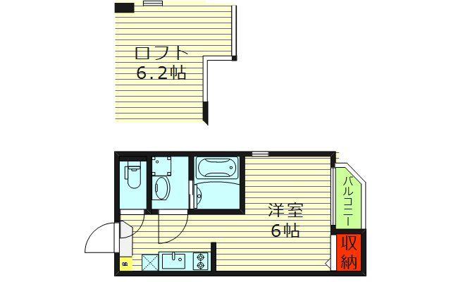 STAGE東中浜(1K/1階)の間取り写真