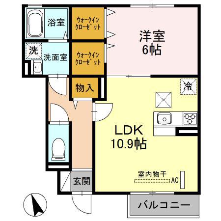 メゾンソレイユ朝日(1LDK/1階)の間取り写真