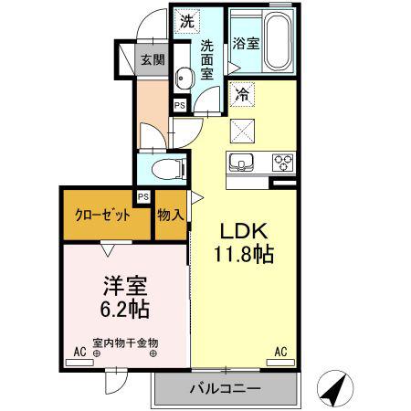 オレンジガーデン A(1LDK/1階)の間取り写真