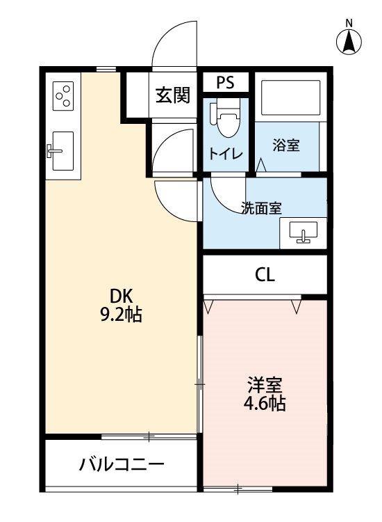 ワイズメゾン西所沢(1LDK/2階)の間取り写真