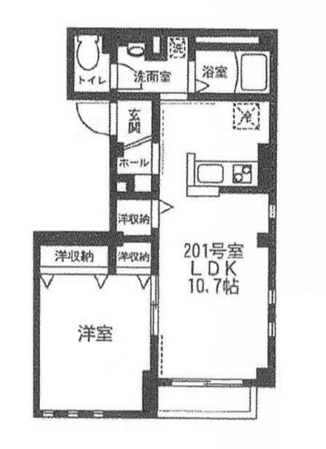 ブランビューノ上高田(1LDK/2階)の間取り写真
