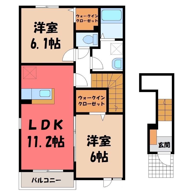 レジデンス峰 B(2LDK/2階)の間取り写真
