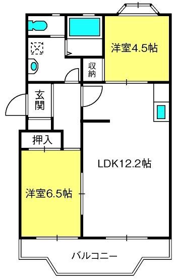 サンライフマンション(2LDK/2階)の間取り写真