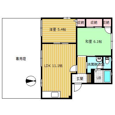 アムール(2LDK/1階)の間取り写真