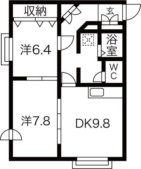 ピュア105(2DK/1階)の間取り写真