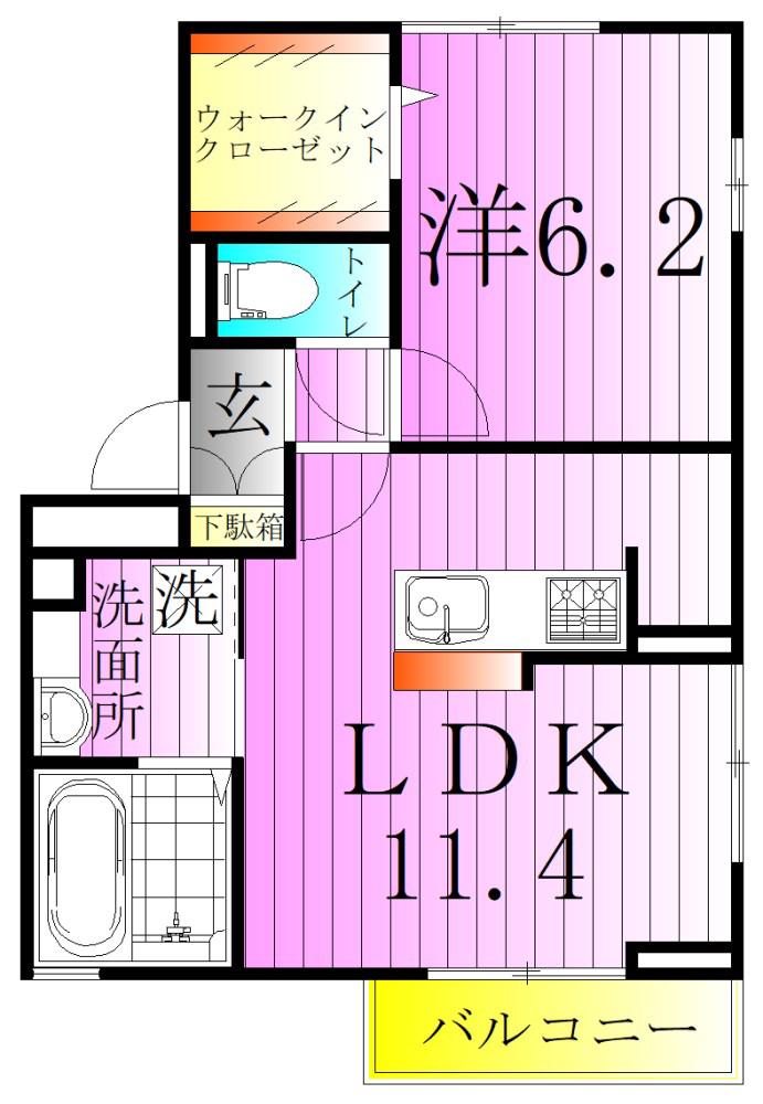 CHARMANT北千住(1LDK/2階)の間取り写真