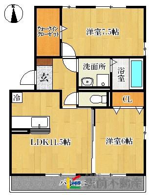 オータムプラッツ(2LDK/2階)の間取り写真